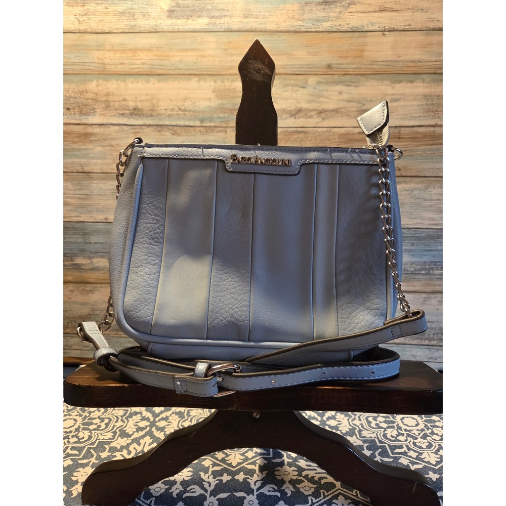 πEnzo Angioliniβ Pale Blue Pleated Leather Crossbody Chain Bag Evening Party